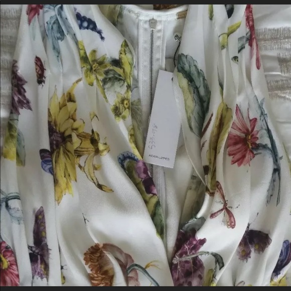 Adam Lippes Crepe Top Floral Print Asymmetrical - Picture 8 of 10